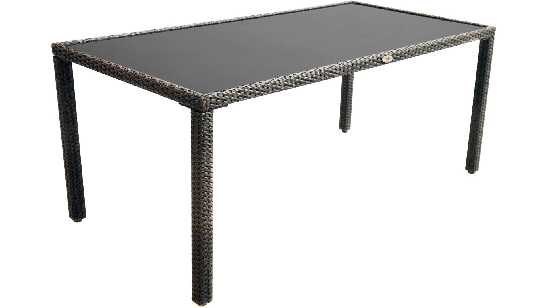 Gartentisch Ploß aus Kunststoff in Grau Ploß Diningtisch Rocking Basic - Terrassenmöbel Polyrattan, Aluminium & Glasplatte – ca. 180 x 90 cm