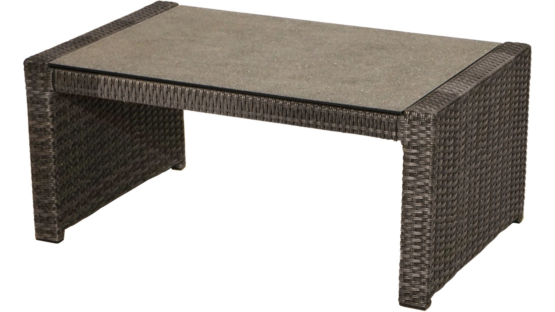 Gartentisch Ploß aus Kunststoff in Grau Ploß Couchtisch Rocking als Gartentisch Polyrattan, Aluminium & Glasplatte – ca. 97 x 60 cm