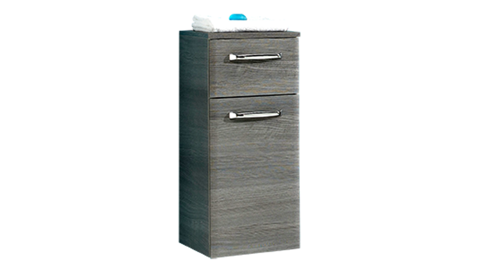 Unterschrank Pelipal aus Holz in Grau pelipal Badunterschrank Quickset 328 als Badmöbel graphitfarbene Strukturoberfläche - eine Tür, eine Schublade