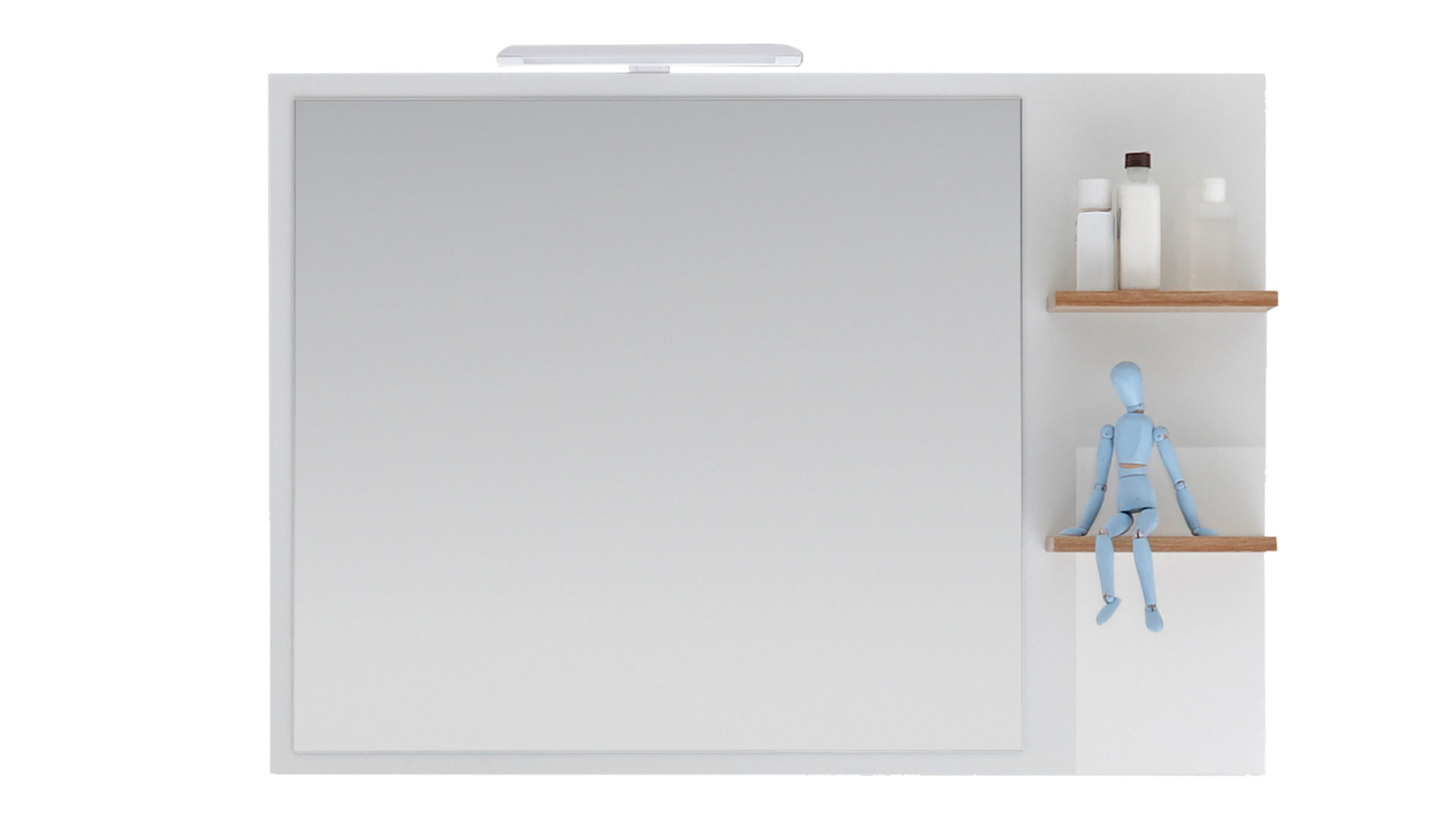 Wandspiegel Pelipal aus Spiegel in Weiß pelipal Badspiegel Quickset 923 weiße & Riviera eichefarbene Kunststoffoberflächen – ca. 100 x 75 cm