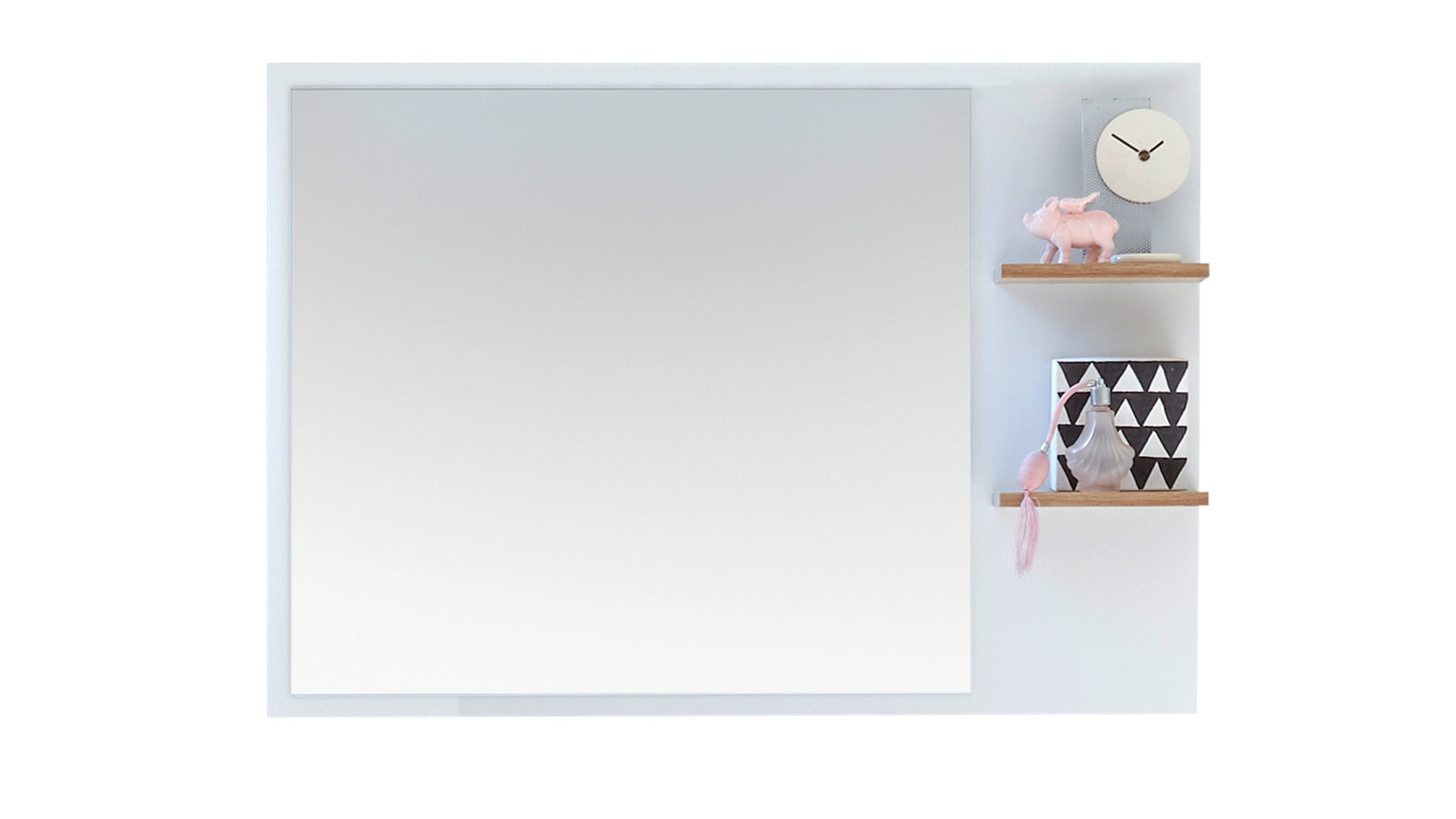 Wandspiegel Pelipal aus Spiegel in Weiß pelipal Badspiegel Quickset 923 weiße & Riviera eichefarbene Kunststoffoberflächen – ca. 100 x 75 cm