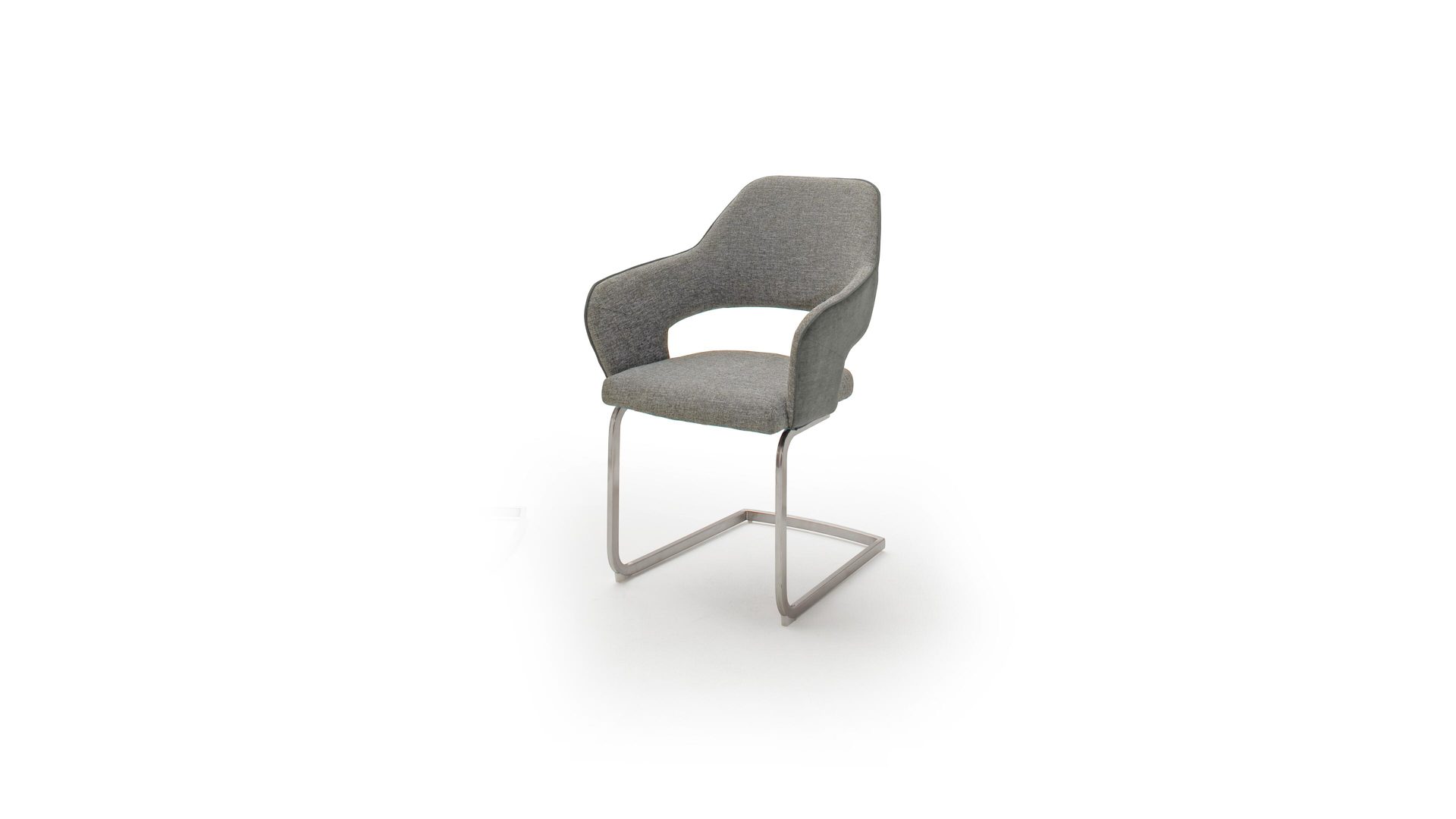 Schwingstuhl Mca furniture aus Stoff in Grau Armlehn-Schwingstuhl melangefarbener Bezug MN & edelstahlfarbenes Metallgestell