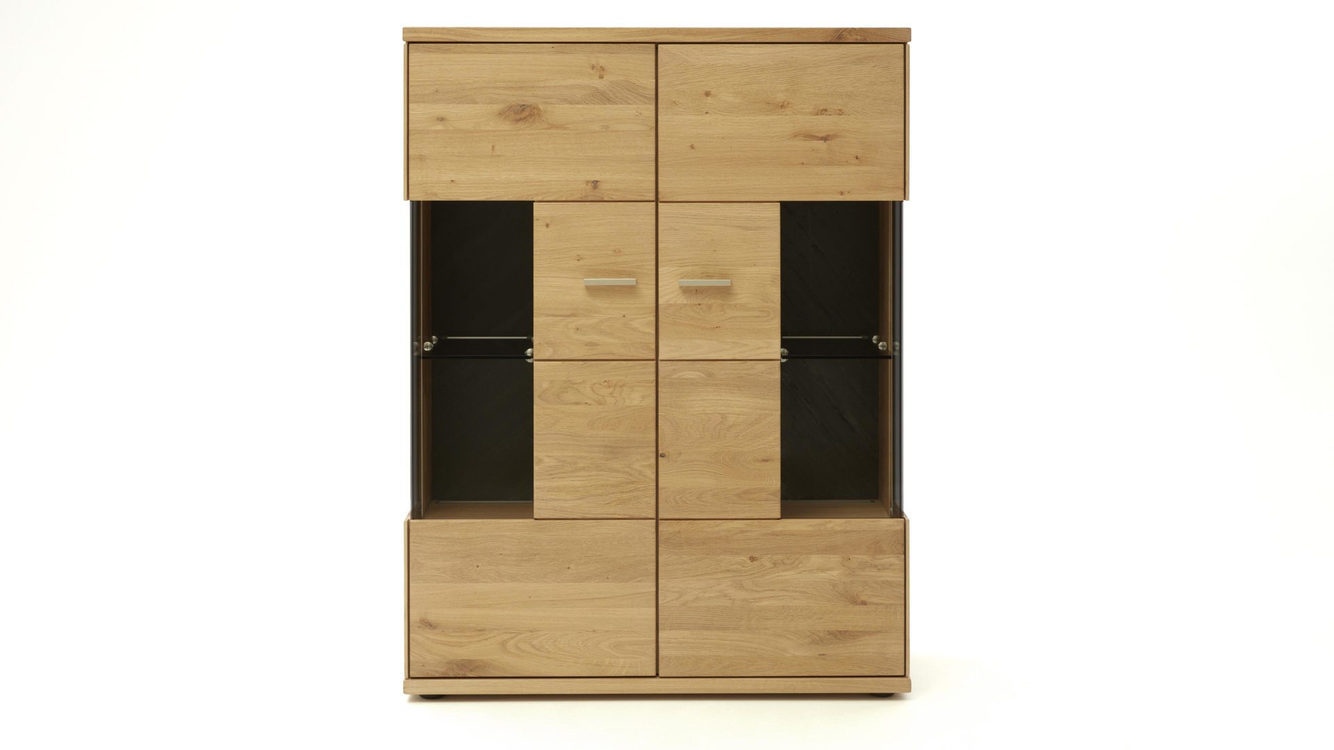 Highboard Decker aus Holz in Holzfarben Highboard biancofarbene Wildeiche – zwei Türen