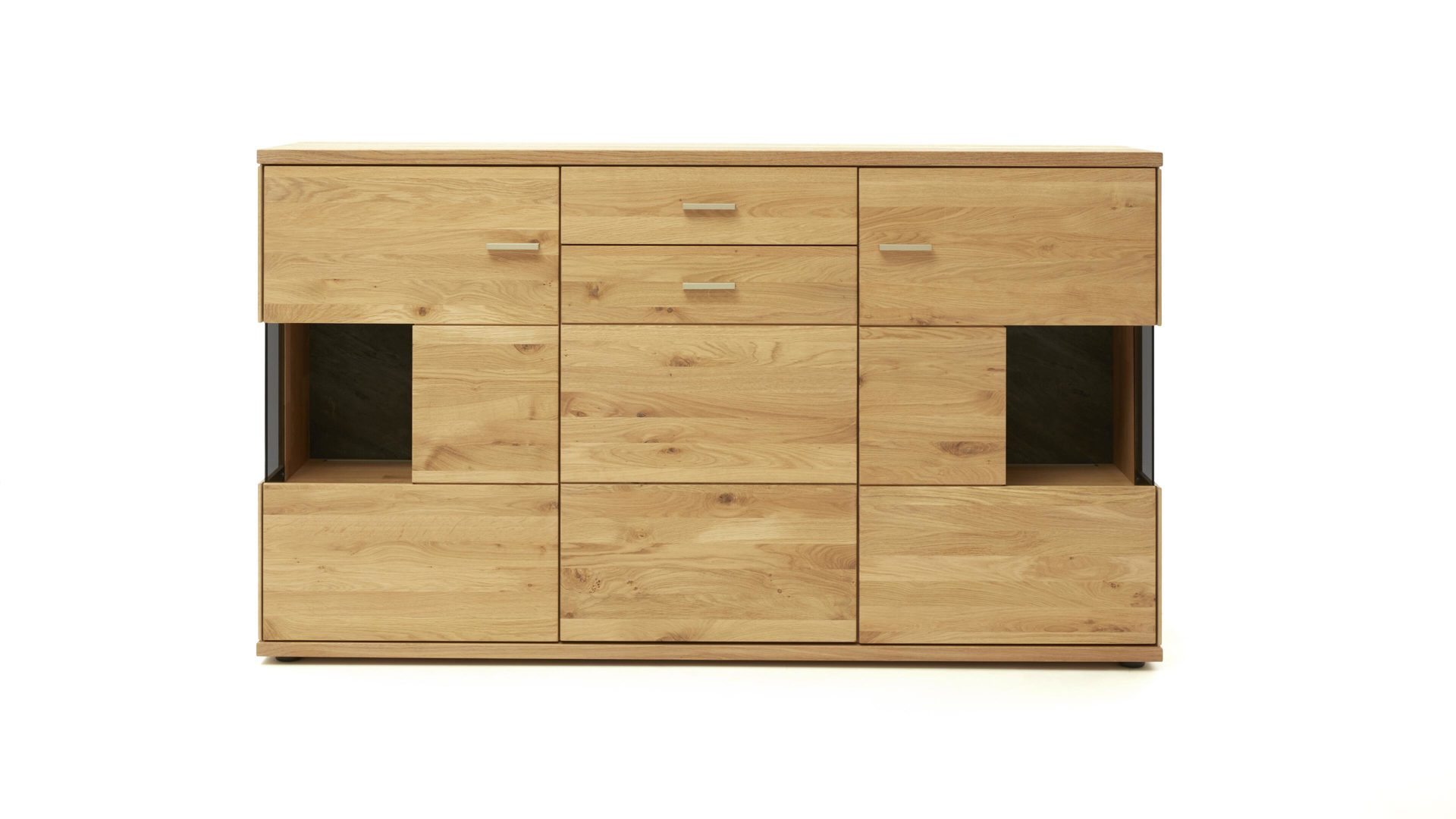 Sideboard Decker aus Holz in Holzfarben Sideboard biancofarbene Wildeiche – drei Türen, eine Schublade