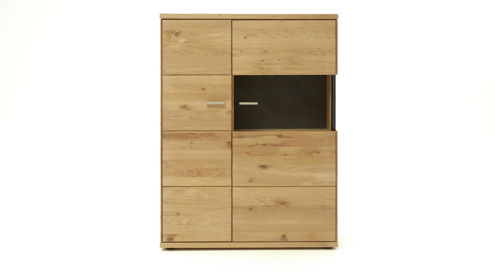 Highboard Decker aus Holz in Holzfarben Highboard biancofarbene Wildeiche – zwei Türen