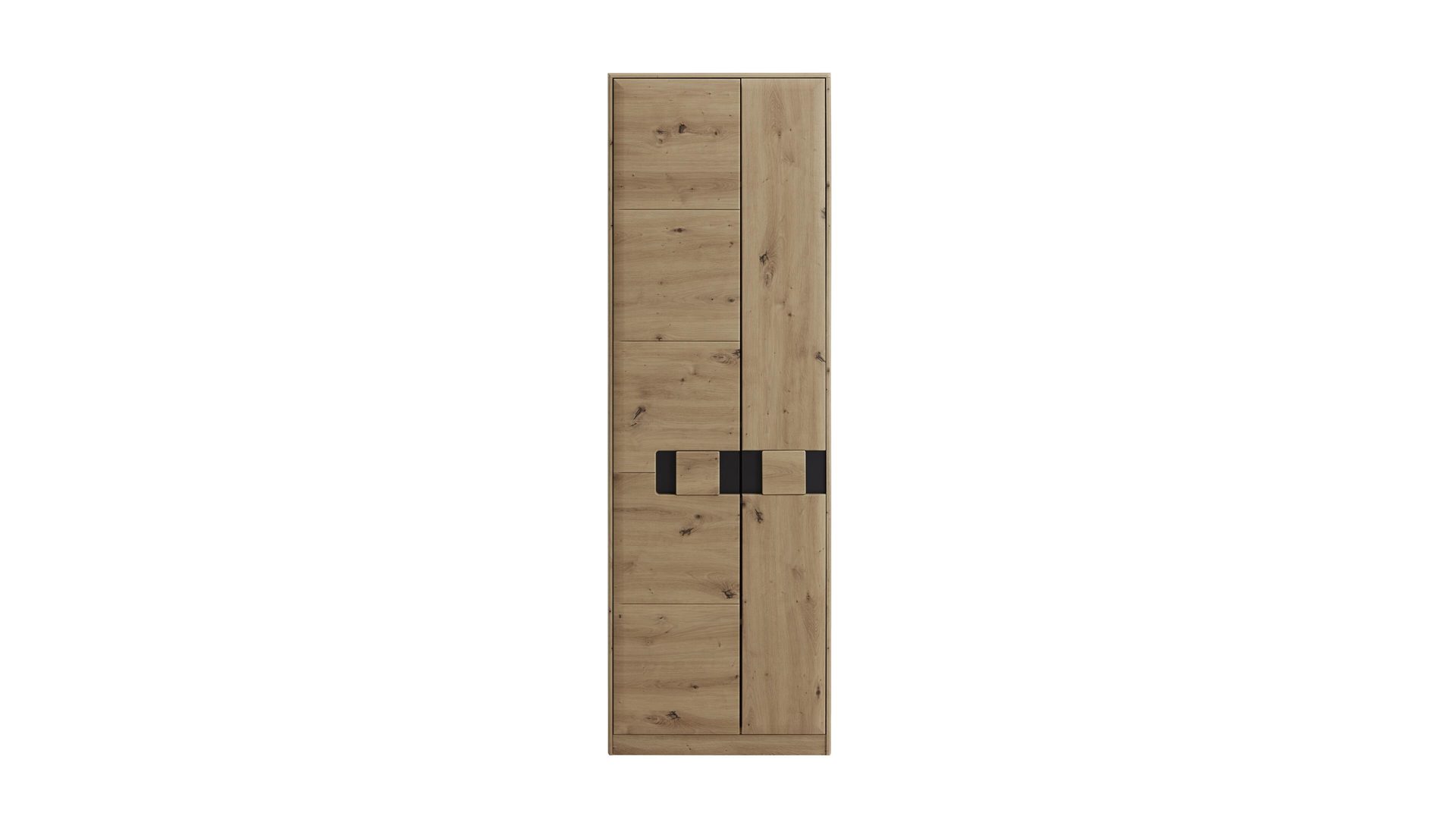 Garderobenschrank Mca furniture aus Holz in Holzfarben Garderobenschrank Argos Balkeneiche & Cosmos Grau – zwei Türen