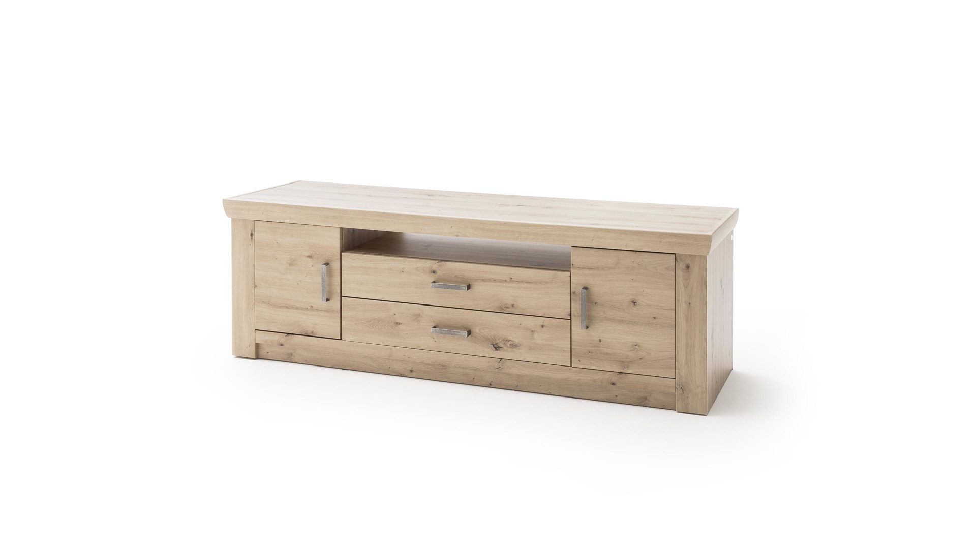 Lowboard Mca furniture aus Holz in Holzfarben TV-Lowboard balkeneichefarbene Kunststoffoberflächen – zwei Schubladen, zwei Türen