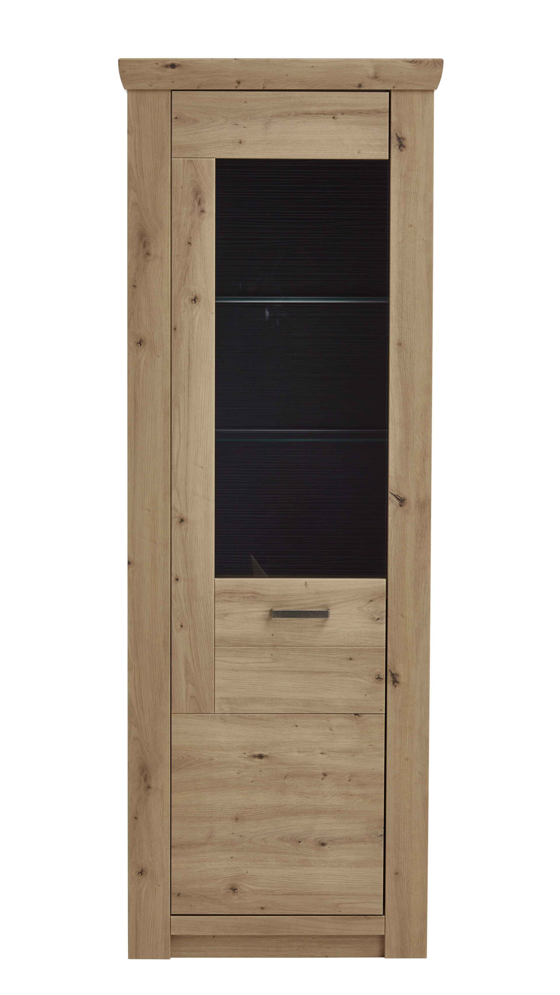 Vitrine Mca furniture aus Holz in Holzfarben Vitrine balkeneiche- & anthrazitfarbene Kunststoffoberflächen – eine Tür