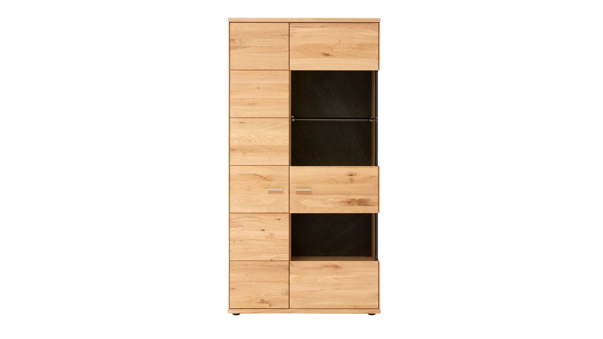 Vitrine Decker aus Holz in Holzfarben Vitrinenschrank biancofarbene Wildeiche – zwei Türen