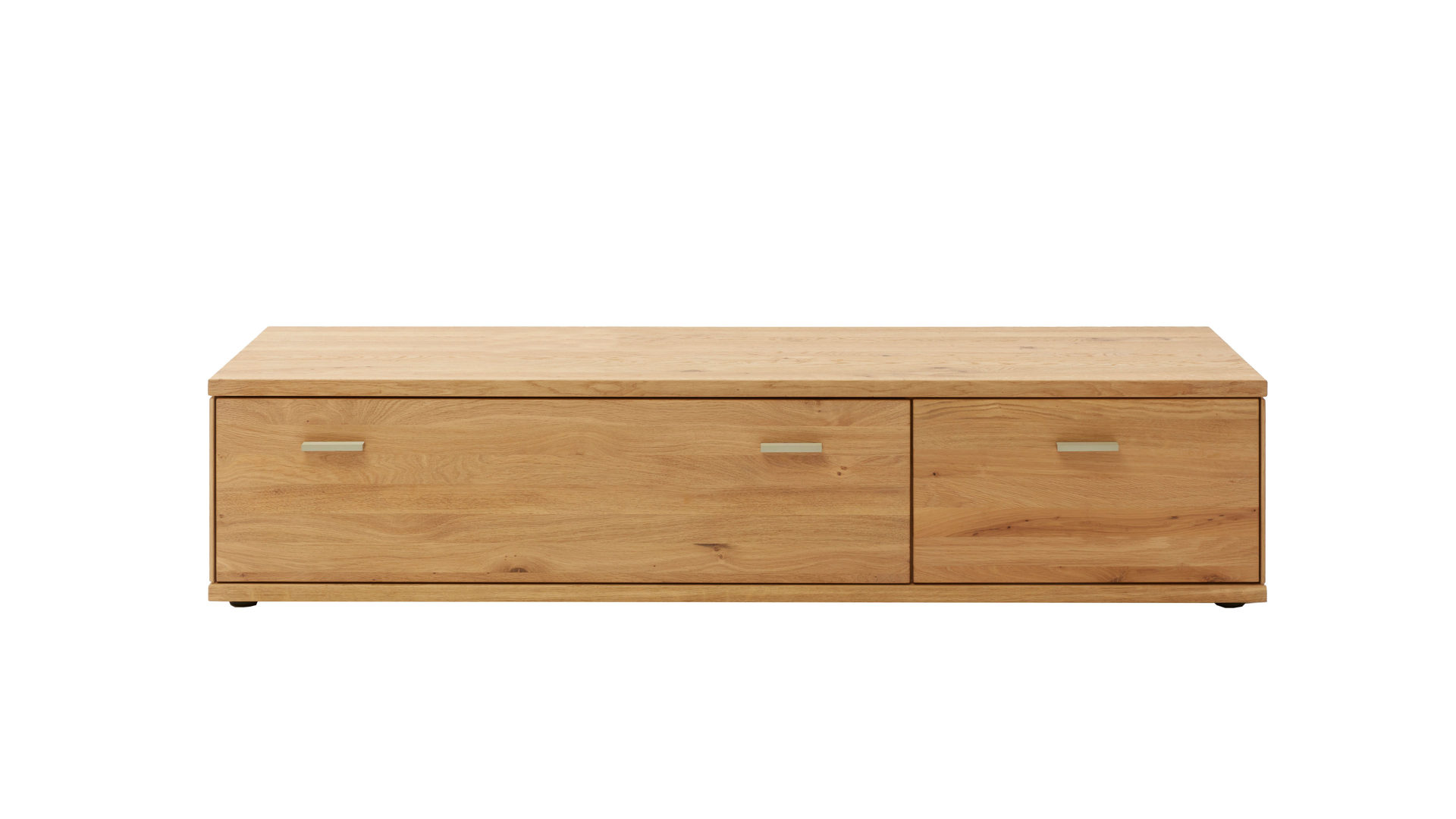 Lowboard Decker aus Holz in Holzfarben Lowboard als Fernsehschrank biancofarbene Wildeiche – zwei Schubladen