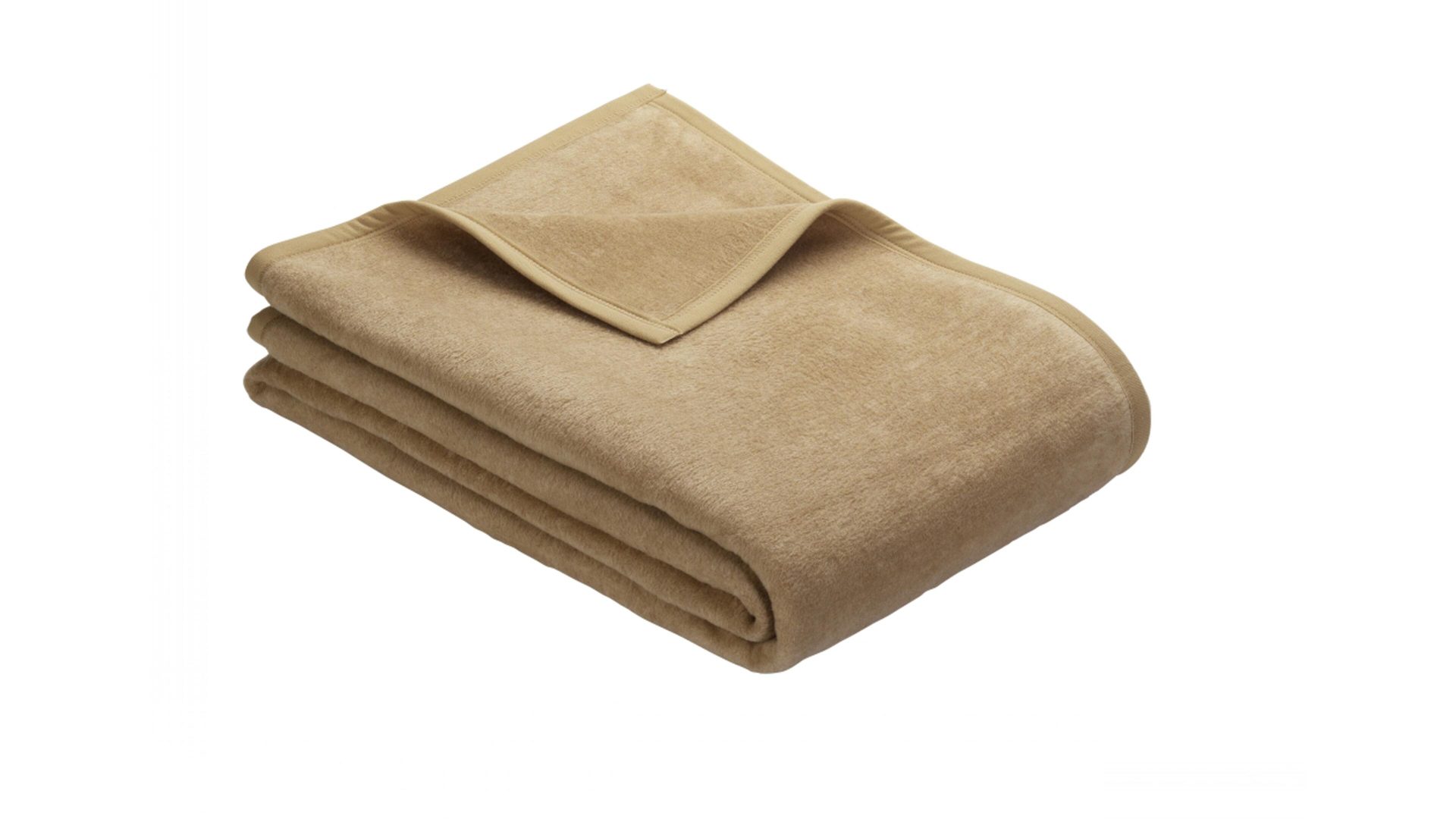 Fleecedecke Ibena® aus Stoff in Beige IBENA® Fleecedecke Porto camelfarbenes Mischgewebe - ca. 150 x 200 cm