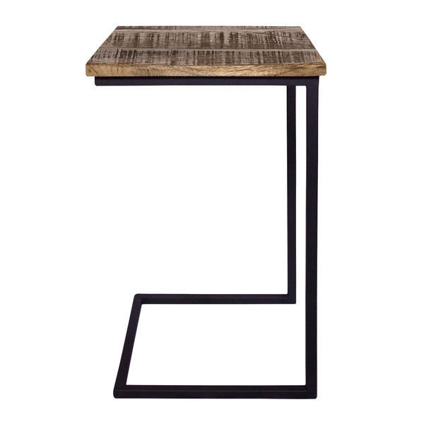 Computertisch Nijwie furniture aus Holz in Holzfarben Laptop-Tisch Mangoholz & schwarzes Eisen – ca. 40 x 70 cm