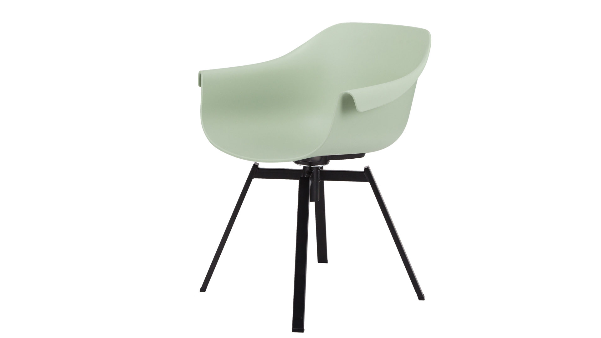 Vierfußstuhl Niehoff sitzmoebel aus Kunststoff in Grün Designer-Armlehnstuhl pastellgrüne Kunststoffschale 037 & schwarzes Vierfußgestell