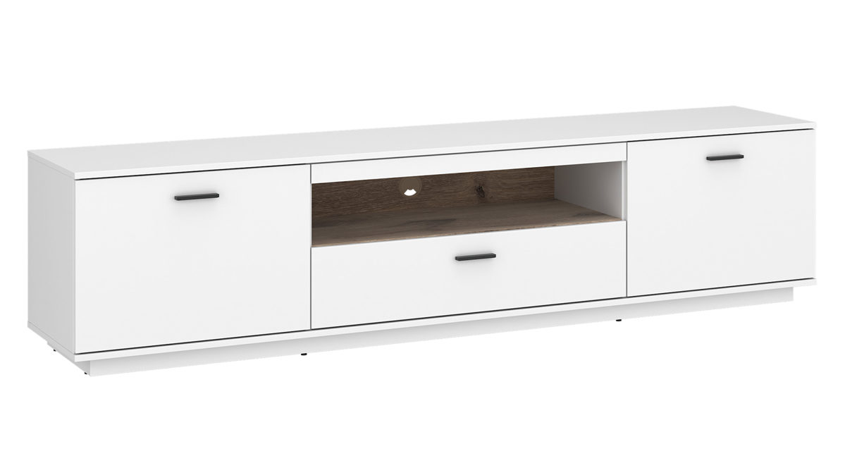 Lowboard Wojcik aus Holz in Weiß Eiche Hell Wohnprogramm Cotia - Lowboard Alpinweiß & Viking Eiche - Breite ca. 210 cm