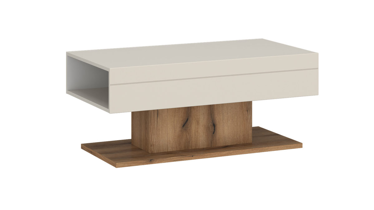 Couchtisch Wojcik aus Holz in Beige Eiche Hell Wohnprogramm Lightning - Couchtisch Cashmere & Coast Evoke Eiche - ca. 100 x 45 cm