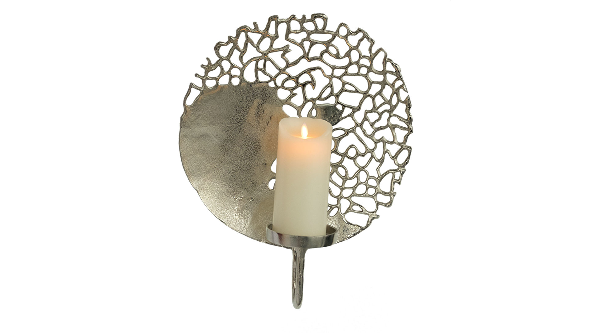 Kerzenständer Vme-import aus Metall in Metallfarben SO!WONDERFUL Wandkerzenhalter Odin silberfarbenes Aluminium – Durchmesser 40 cm