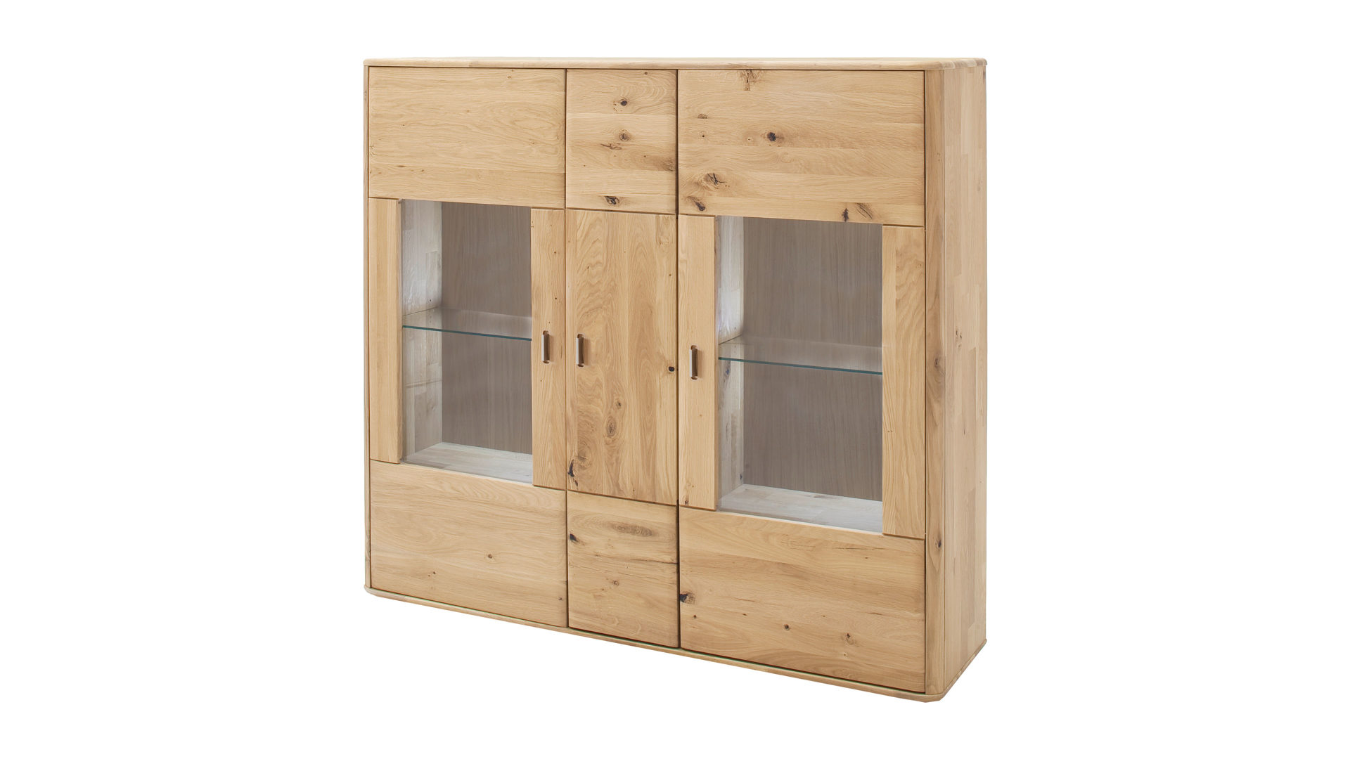 Highboard Mca furniture aus Holz in Holzfarben Highboard biancofarbene Balkeneiche – drei Türen