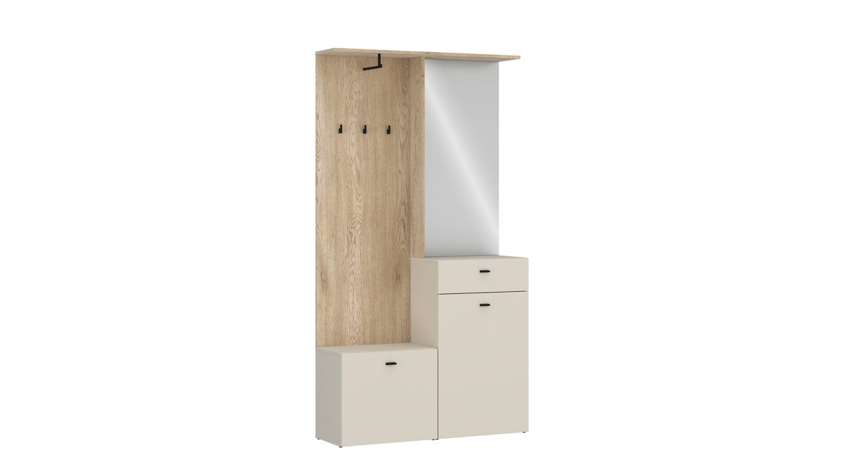 Garderobe Wojcik aus Holz in Beige Garderobe Romea Cashmere & Cremona Eiche Torro - ca. 100 x 192 cm