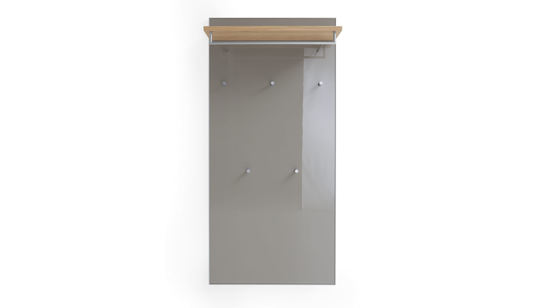 Wandgarderobe Voss möebel aus Glas in Braun VOSS MÖBEL Wandgarderobe Santina als praktisches Dielenmöbel taupefarbenes Glas, Metall & Eichefurnier – ca. 80 x 170 cm