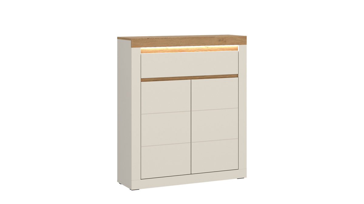Kommode Wojcik aus Holz in Beige Garderobenprogramm Naxxar - Kommode Cashmere & Stein Eiche - ca. 94 x 114 cm