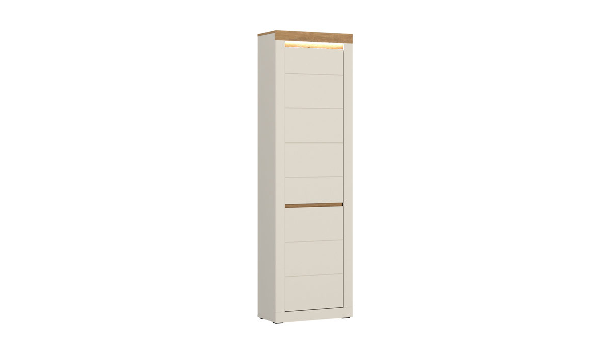 Garderobenschrank Wojcik aus Holz in Beige Garderobenprogramm Naxxar - Garderobenschrank Cashmere & Stein Eiche - ca. 59 x 205 cm