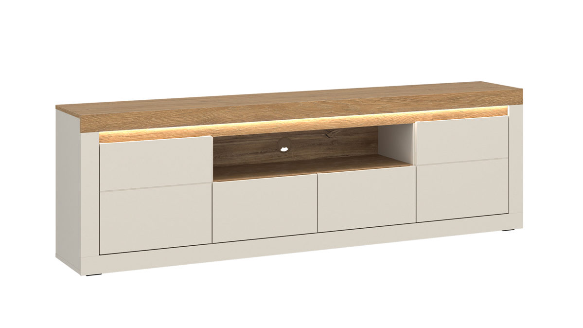 Lowboard Wojcik aus Holz in Beige Wohnprogramm Naxxar - Lowboard Cashmere & Stein Eiche - ca. 194 x 63 cm