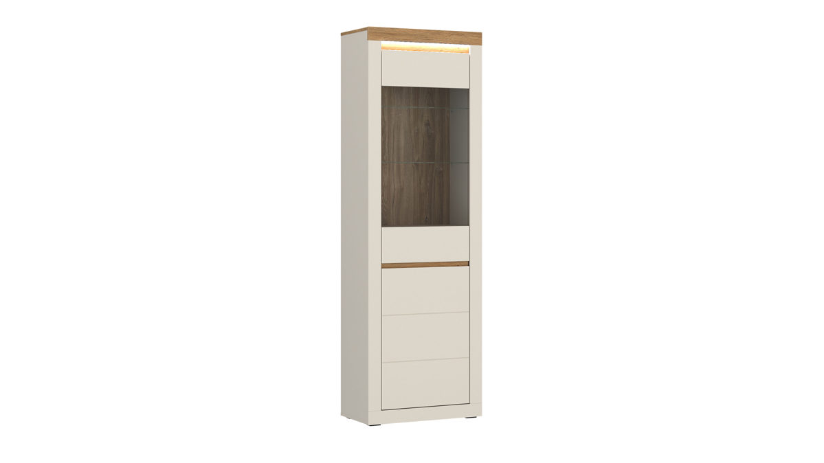 Vitrine Wojcik aus Holz in Beige Wohnprogramm Naxxar - Vitrine Cashmere & Stein Eiche - ca. 64 x 205 cm