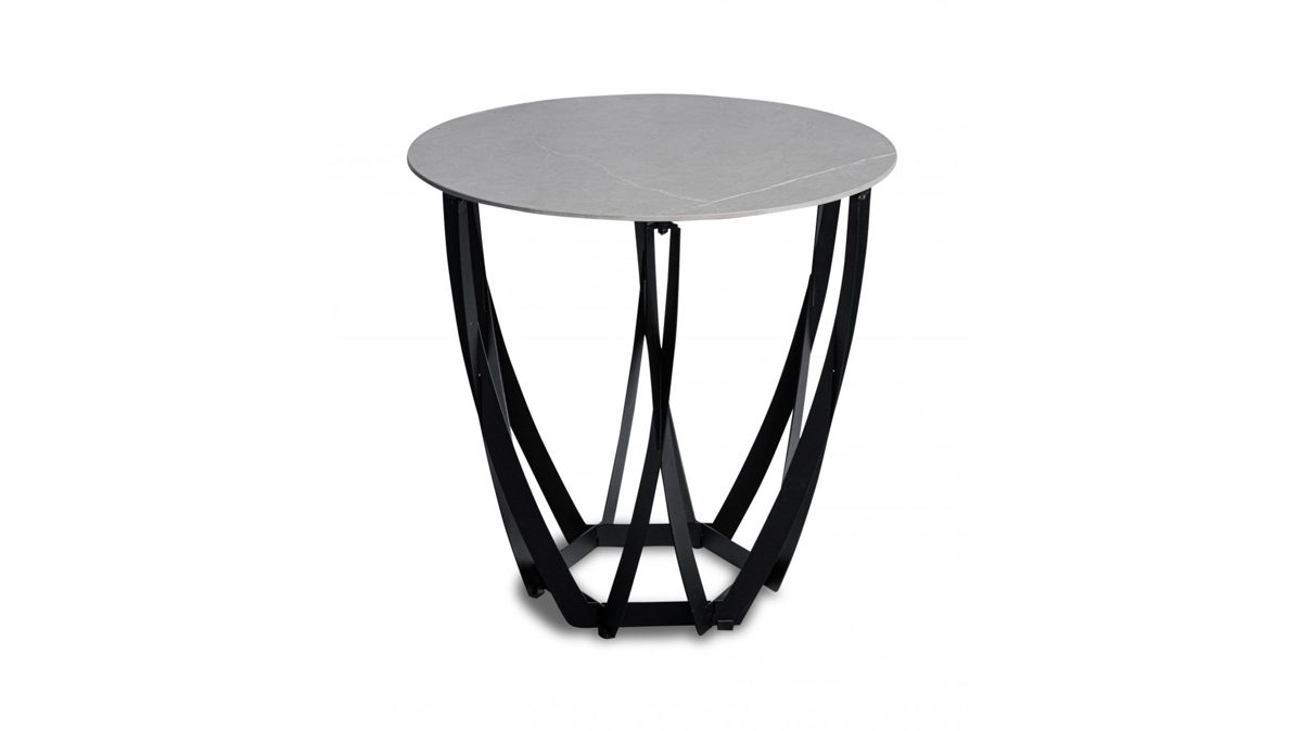 Beistelltisch M2 kollektion aus Stein in Hellgrau Beistelltisch Maya 1 Hellgrau & Schwarz - Durchmesser ca. 50 cm