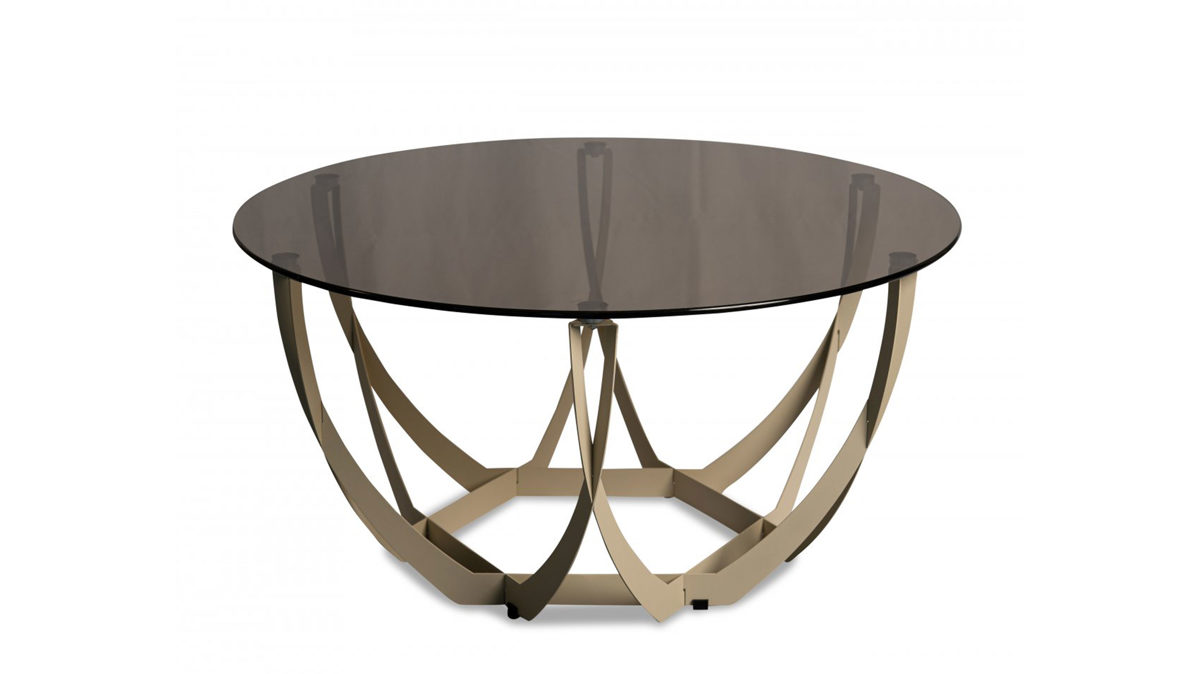 Couchtisch M2 kollektion aus Glas in Braun Couchtisch Maya 2 Bronze & Cremeweiß - Durchmesser ca. 80 cm