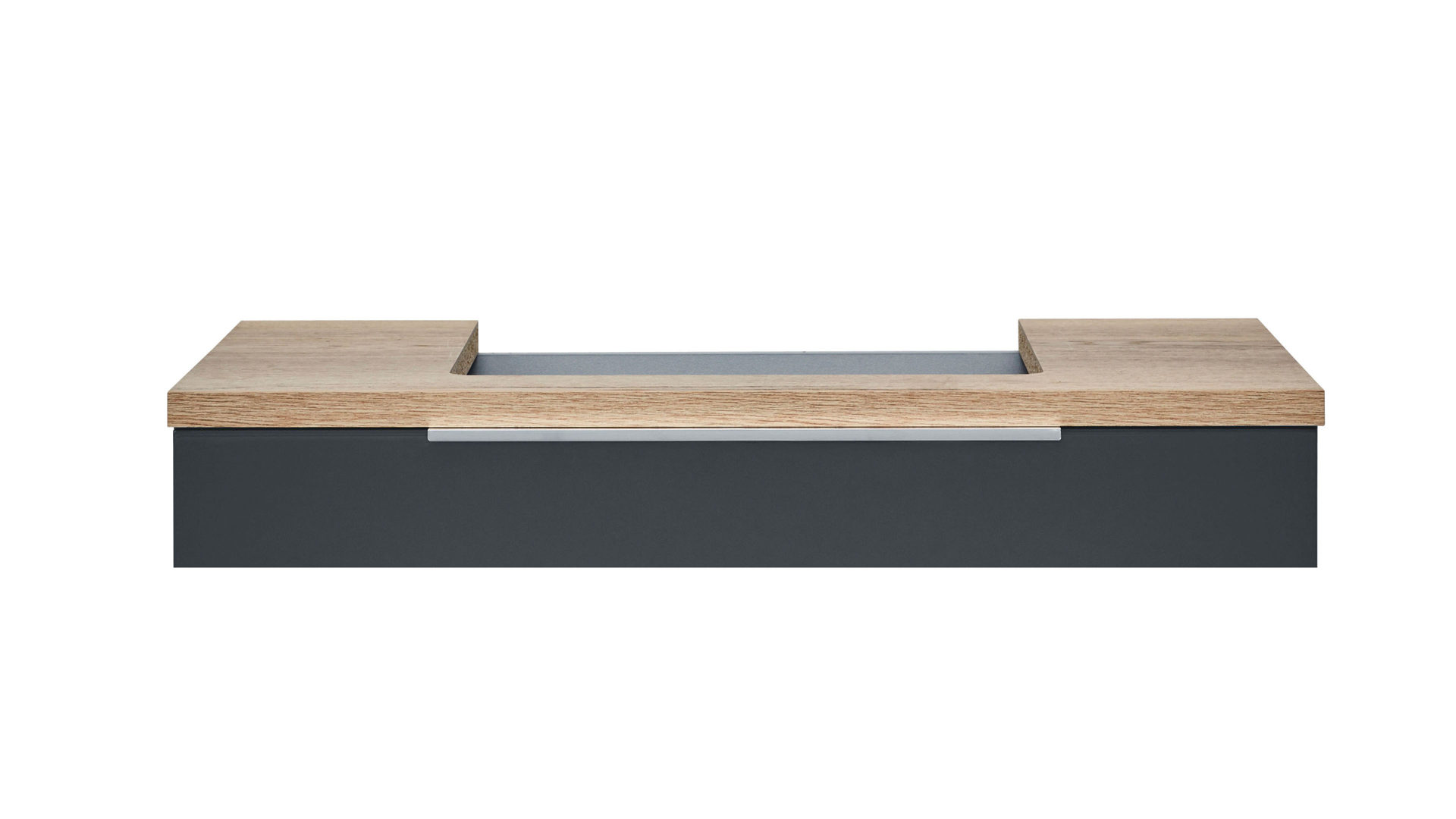 Tischplatte Interliving aus Holz in Holzfarben Interliving Bad Serie 3701 – Waschtischplatte Halifax eichefarbene Kunststoffoberflächen – Länge ca. 91 cm