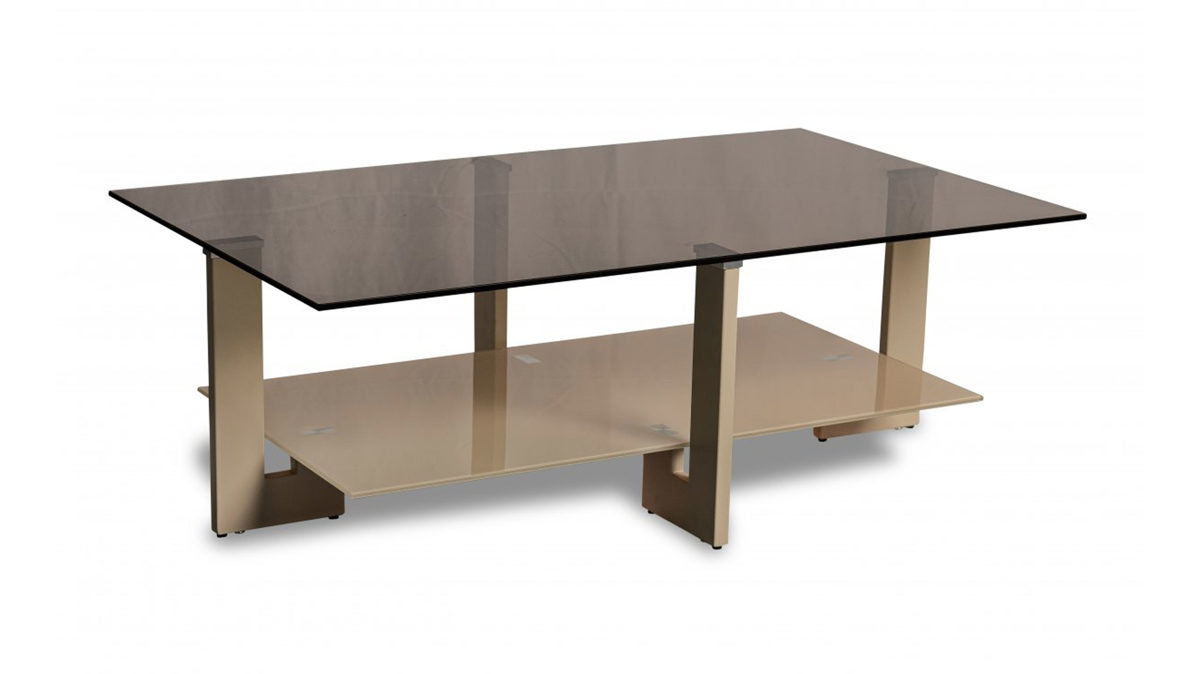 Couchtisch M2 kollektion aus Glas in Braun Couchtisch Napoli 2 Bronze & Cremweiß - ca. 100 x 60 cm