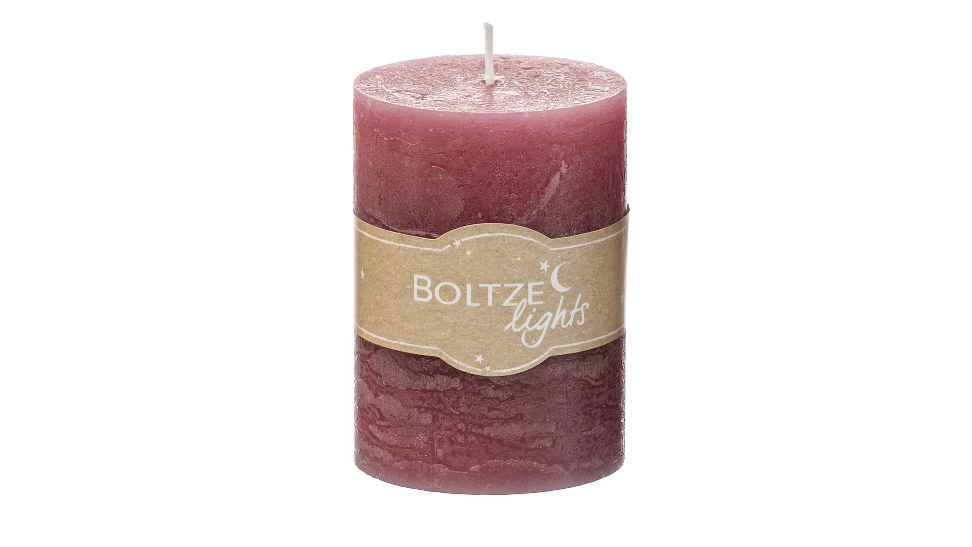 Kerze Boltze aus Wachs in Pink Stumpenkerze Rosi Mauve – Höhe ca. 10 cm