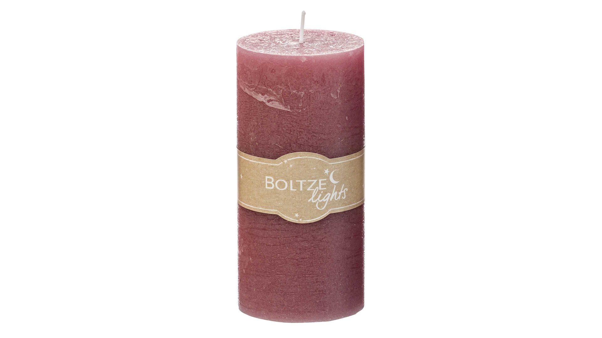 Kerze Boltze aus Wachs in Pink Stumpenkerze Rosi Mauve – Höhe ca. 15 cm