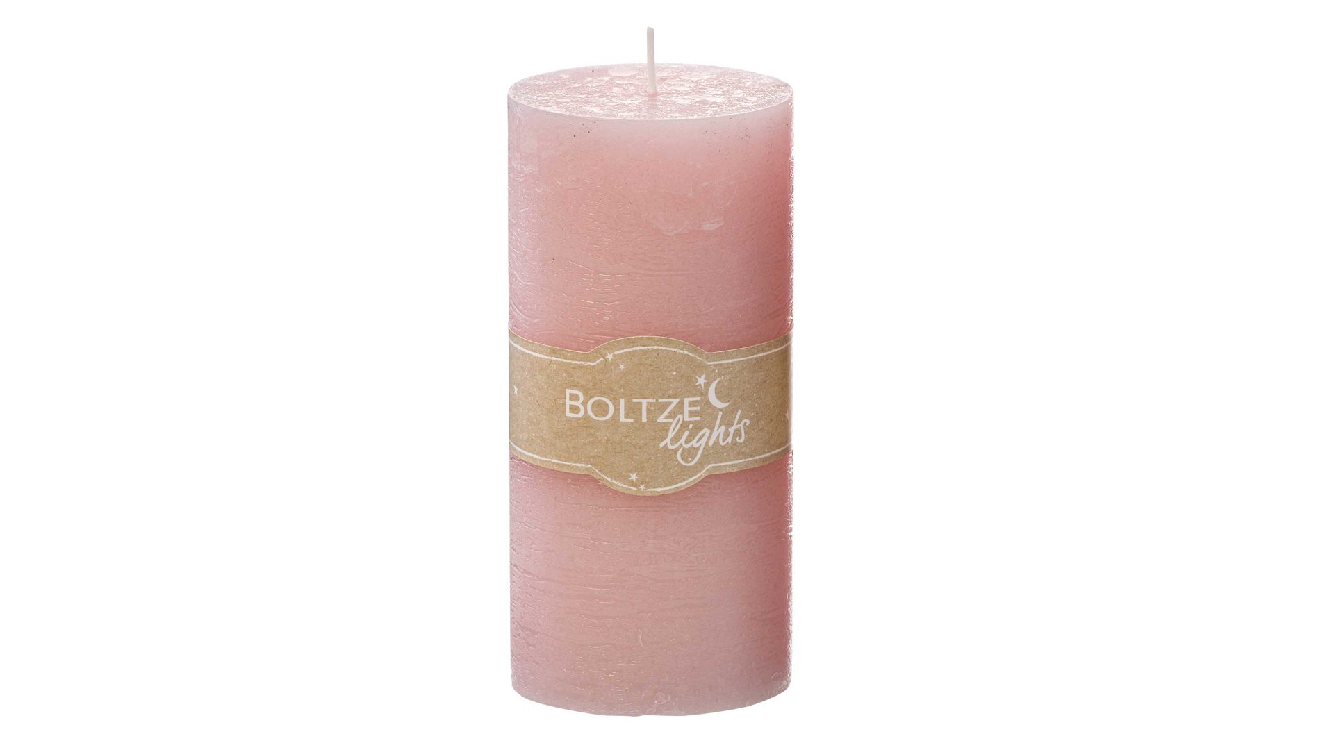 Kerze Boltze aus Wachs in Pastell Stumpenkerze Rosi Rosé – Höhe ca. 15 cm