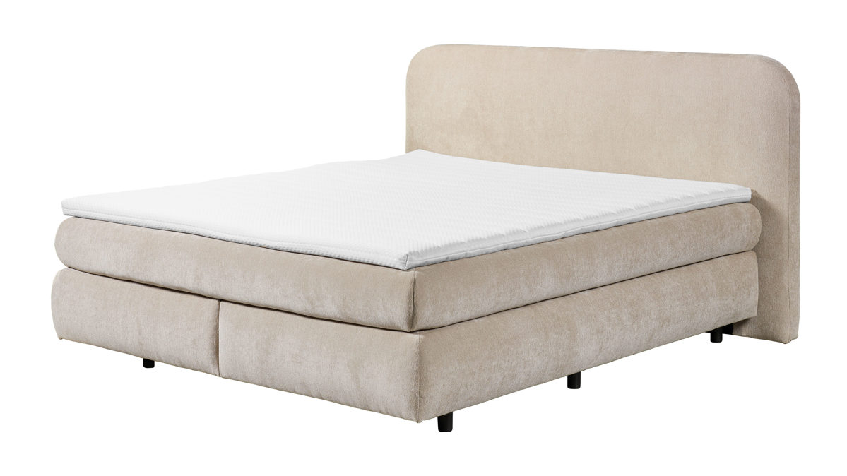 Boxspringbett Ed lifestyle (black red white) aus Stoff in Beige Boxspringbett Elbrus creamfarbener Bezug Elaris 04 - Liegefläche ca. 180 x 200 cm