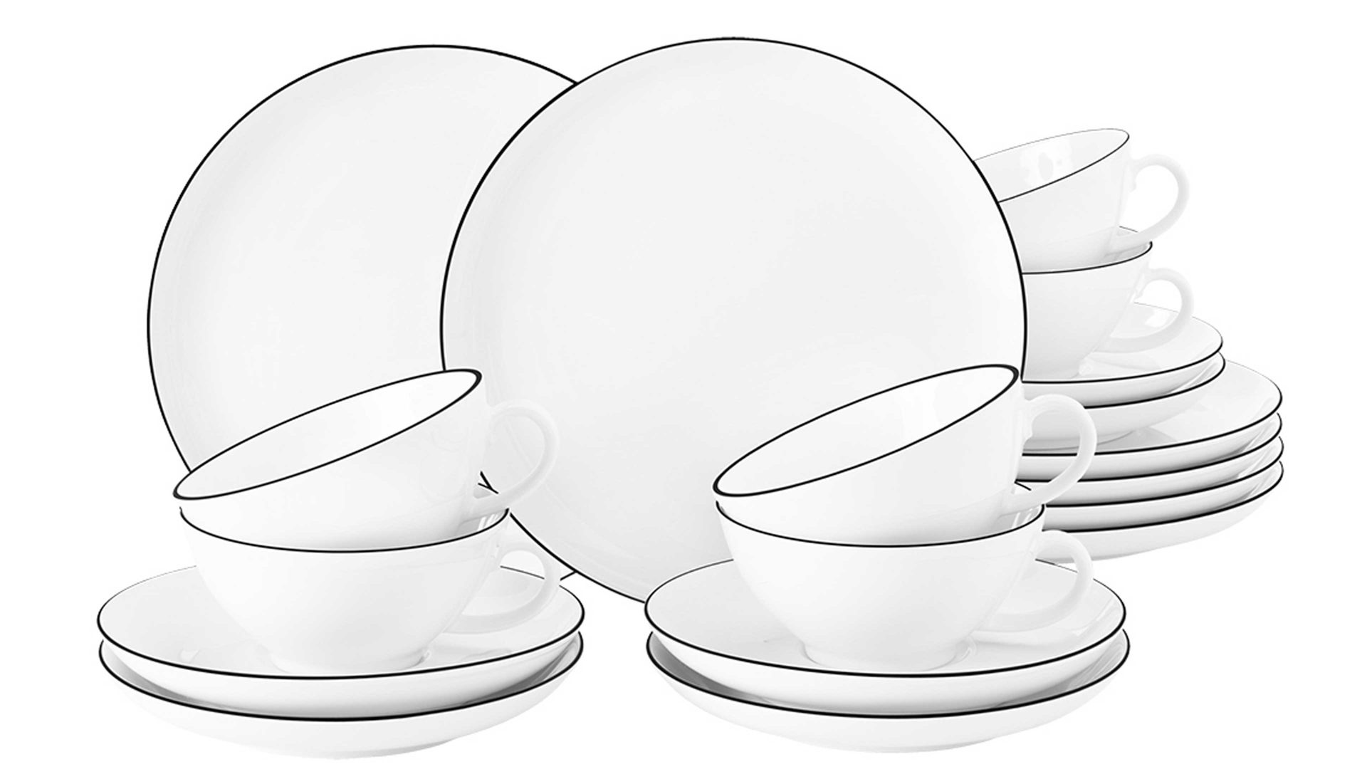 Teeservice Seltmann aus Porzellan in Weiß Seltmann Teeservice Lido weißes Porzellan - 18-teilig, kleine Tassen