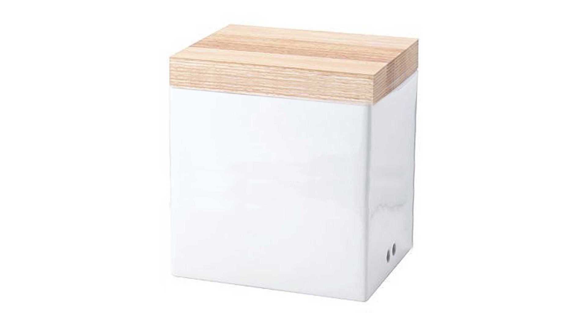 Dose Continenta aus Keramik in Weiß CONTINENTA Vorratsdose weiße Keramik & Holz – ca. 14 x 16 x 12 cm