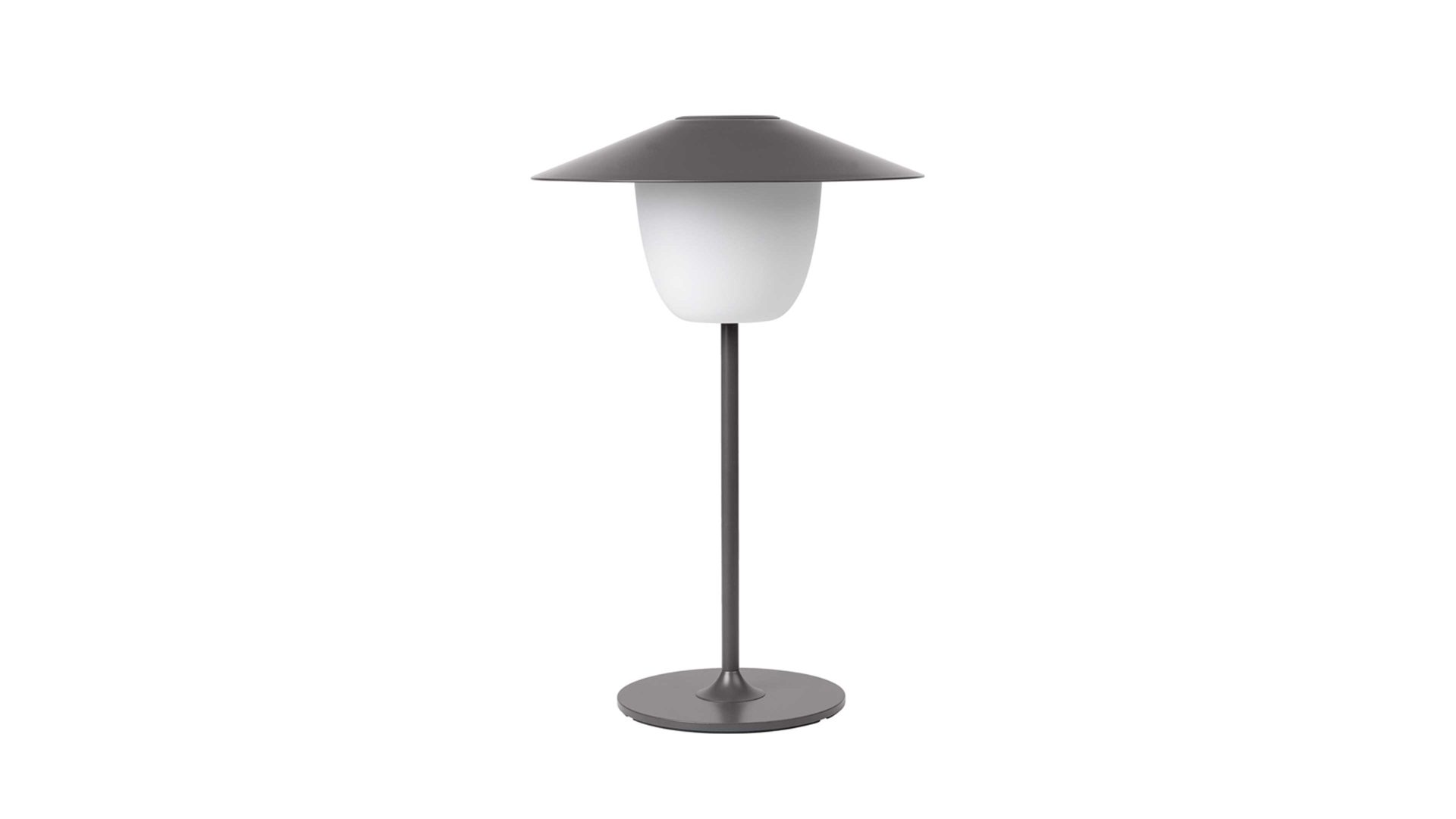 Tischleuchte Blomus aus Metall in Grau blomus mobile Leuchte Ani Lamp warmgraues Aluminium & Milchglas – Durchmesser ca. 22 cm