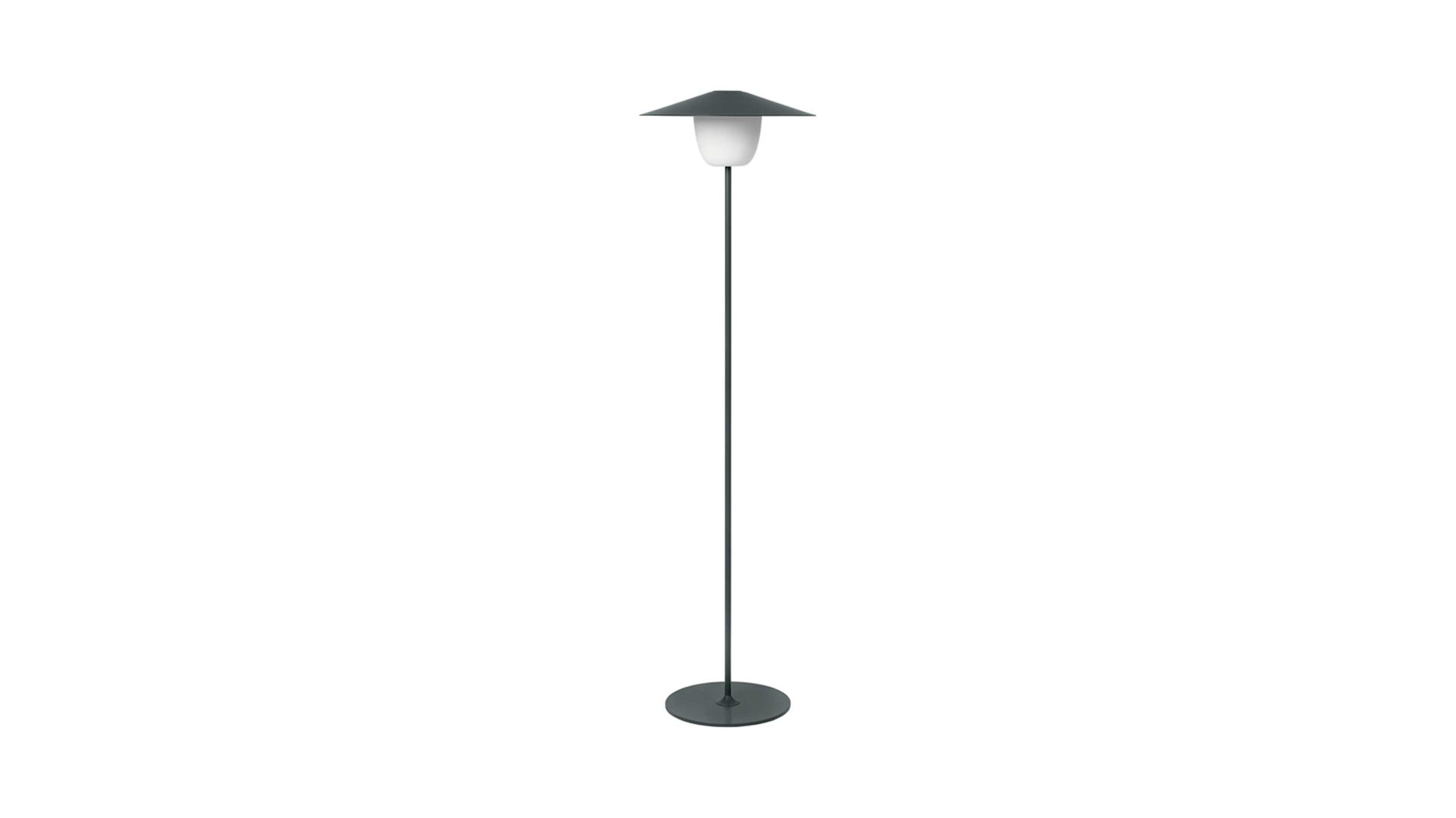 Stehleuchte Blomus aus Metall in Schwarz blomus mobile Leuchte Ani Lamp magnetfarbenes Aluminium & Milchglas – Höhe ca. 120 cm