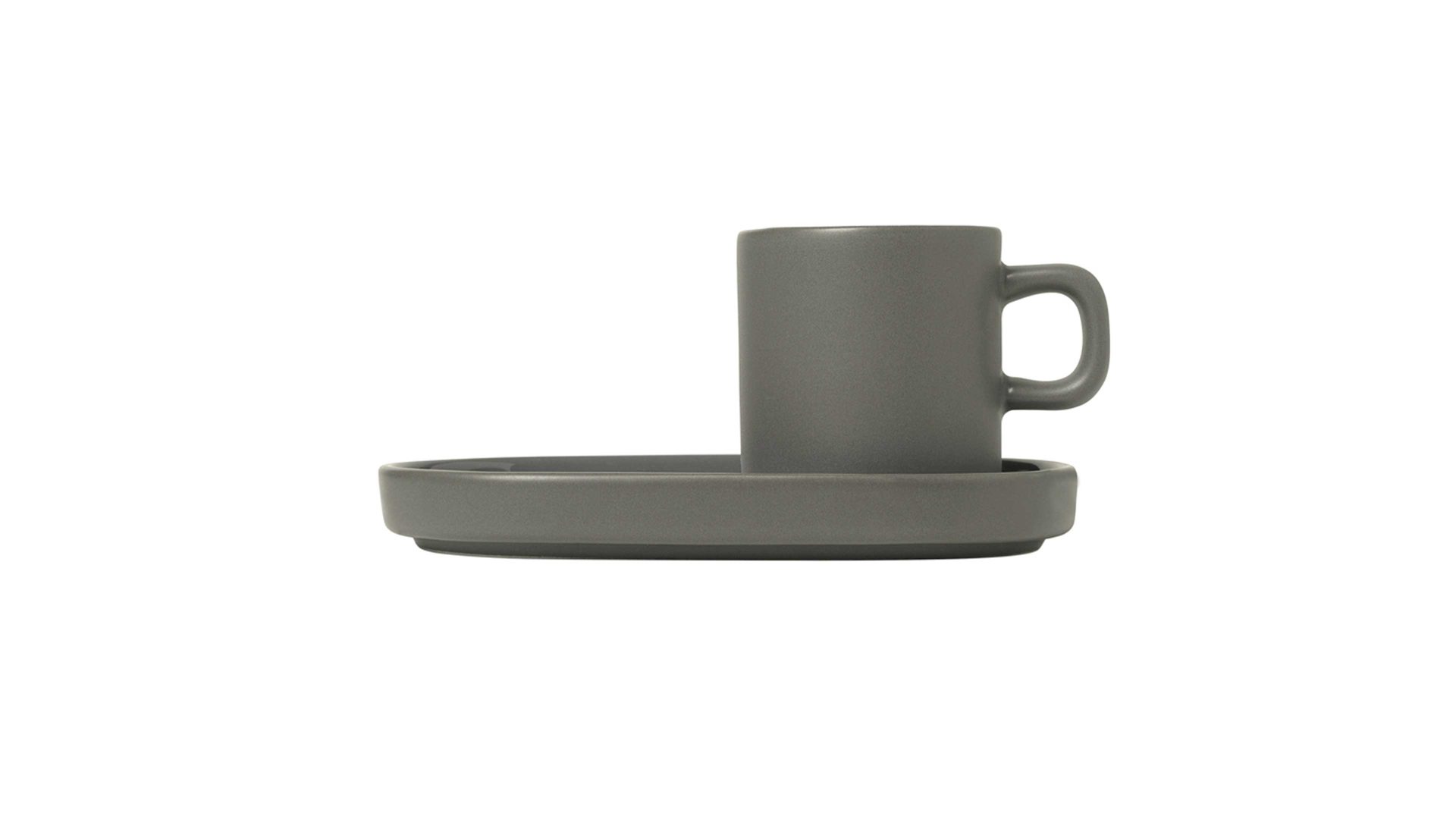 Espressotasse Blomus aus Keramik in Grau blomus Espressotassen-Set Pilar zinnfarbene Keramik Pewter – vierteilig