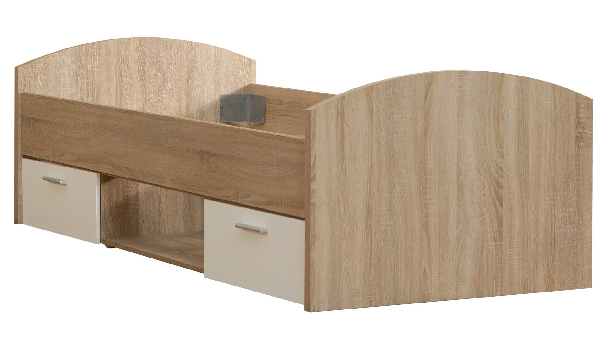 Funktionsbett Forte aus Holz in Holzfarben Funktionsbettgestell Winnie Sonoma Eiche & Weiß – Liegefläche ca. 90 x 200 cm