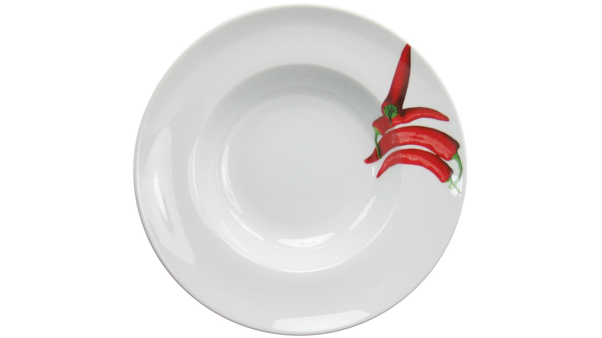 Essteller Creatable aus Porzellan in Rot CREATABLE Pastateller Europa Kräuter Chili auf weißem Porzellan – Durchmesser ca. 27 cm