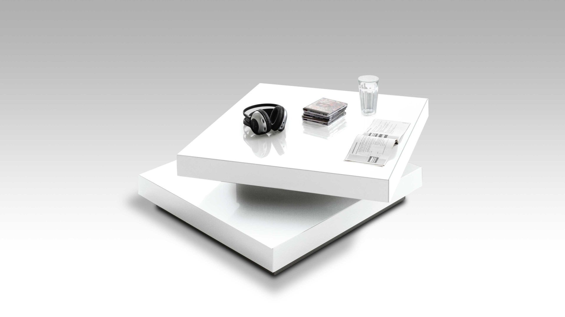 Couchtisch Mca furniture aus Kunststoff in Weiß Couchtisch für komfortables Wohnen weiße Hochglanzoberflächen – ca. 75 x 30 x 75 cm