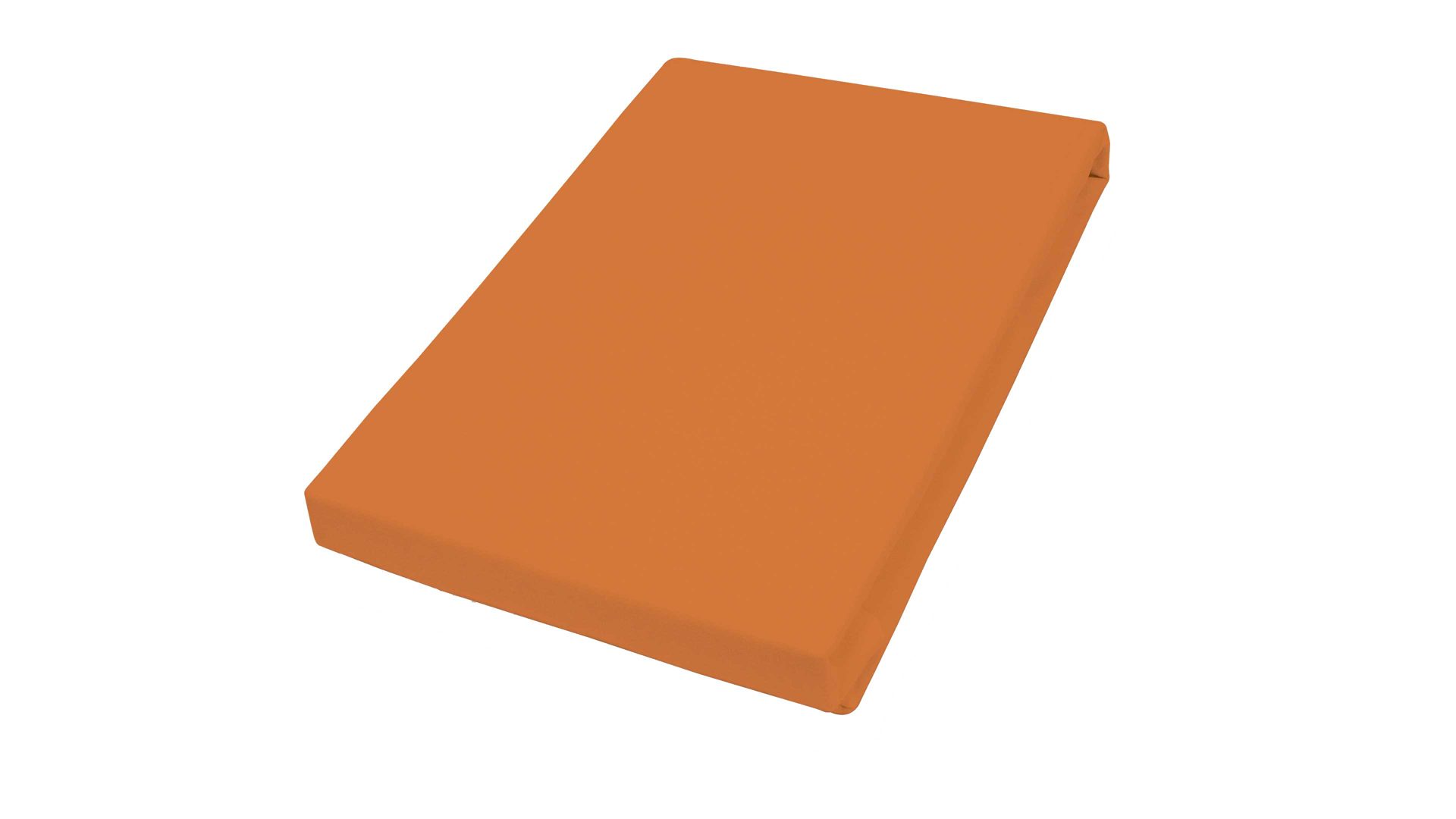 Spannbettlaken H.g. hahn haustextilien aus Stoff in Orange Satin-Spannbettlaken orangefarbener Baumwollsatin - ca. 100 x 200 cm