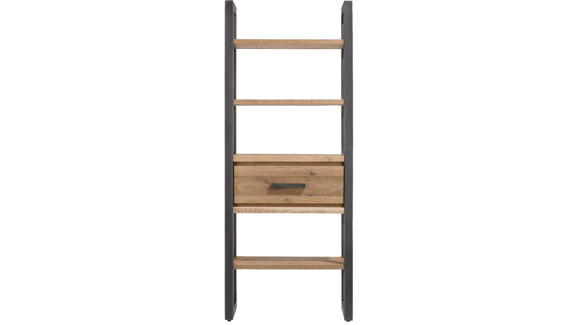 Regal WOODS & TRENDS aus Holz in Holzfarben WOODS & TRENDS Regal Brooklyn mit Schublade Railway braunes Eichefurnier – drei Böden, eine Schublade
