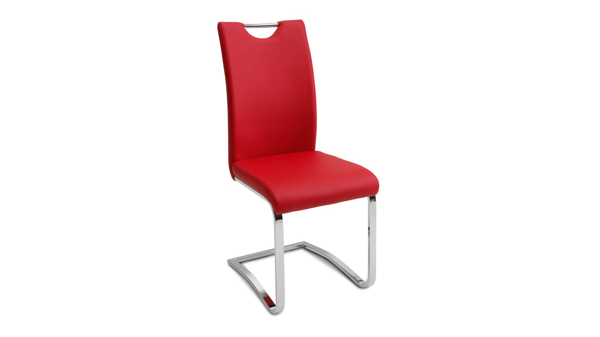 Schwingstuhl Mca furniture aus Stoff in Rot Schwingstuhl bzw. Freischwinger als Esszimmermöbel rotes Kunstleder CPR & verchromtes Gestell