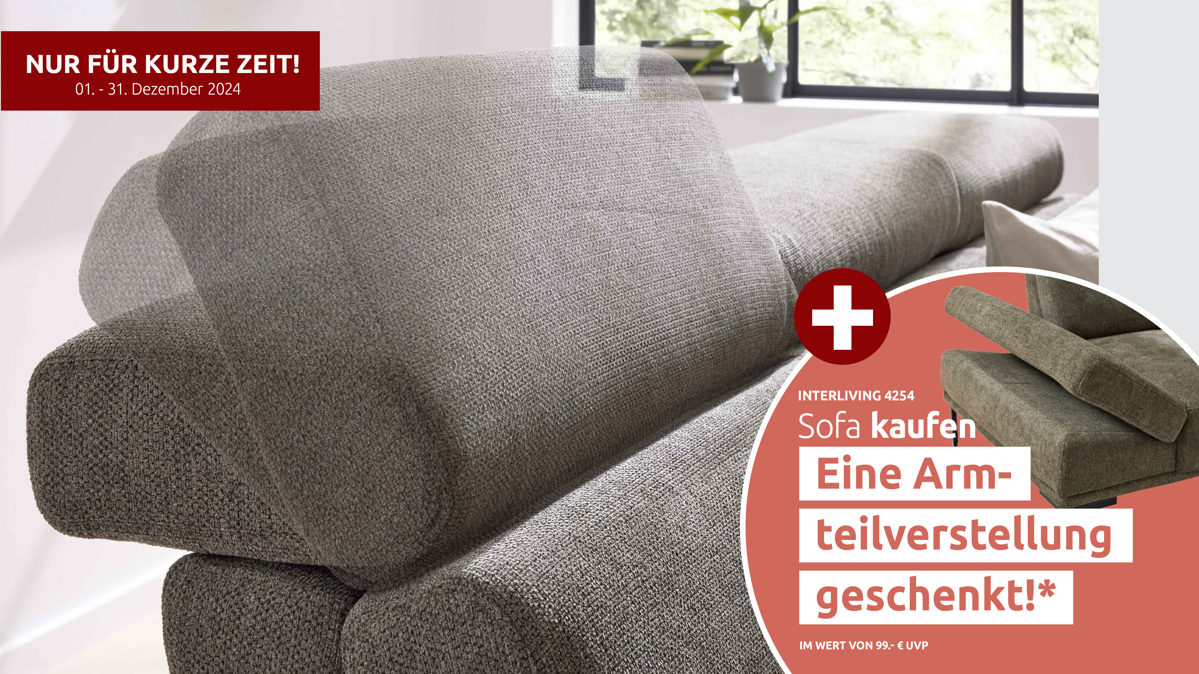 Funktion Interliving aus Metall in Transparent Interliving Sofa Serie 4254 – Kopfteilverstellung manuell