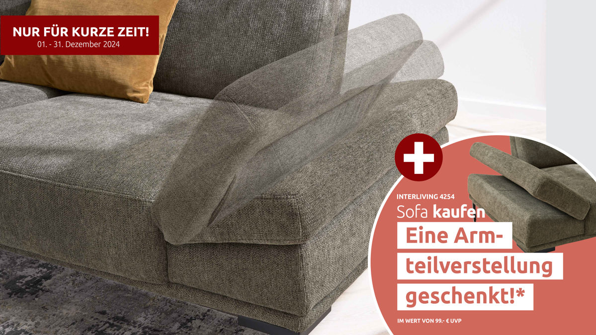 Funktion Interliving aus Metall in Transparent Interliving Sofa Serie 4254 – Armlehnverstellung manuell