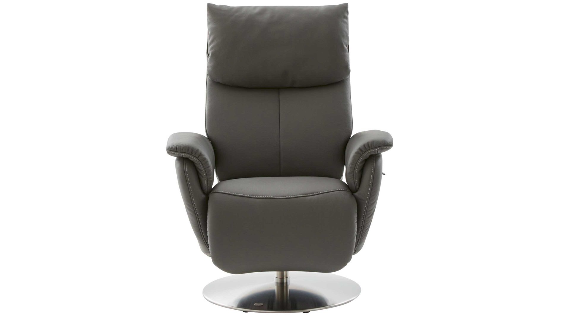 Relaxsessel comfortmaster besser sitzen, liegen, leben aus Leder in Grau Comfortmaster Easy-Swing-Sessel 7304 canyonfarbenes LongLife-Leder & edelstahlfarbener Tellerfuß