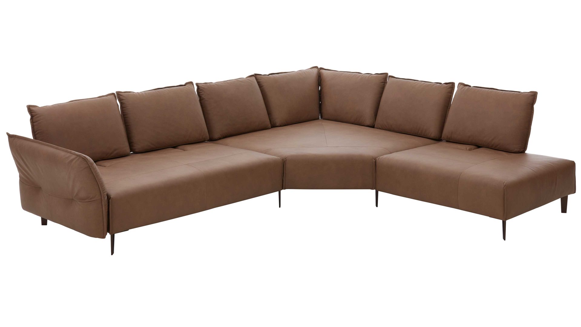 Ecksofa W.schillig i. i. aus Leder in Braun W.SCHILLIG Leder-Ecksofa Bonnie fangofarbenes Leder Z69-21 & bronzefarbene Metallfüße – Stellfläche ca. 340 x 272 cm